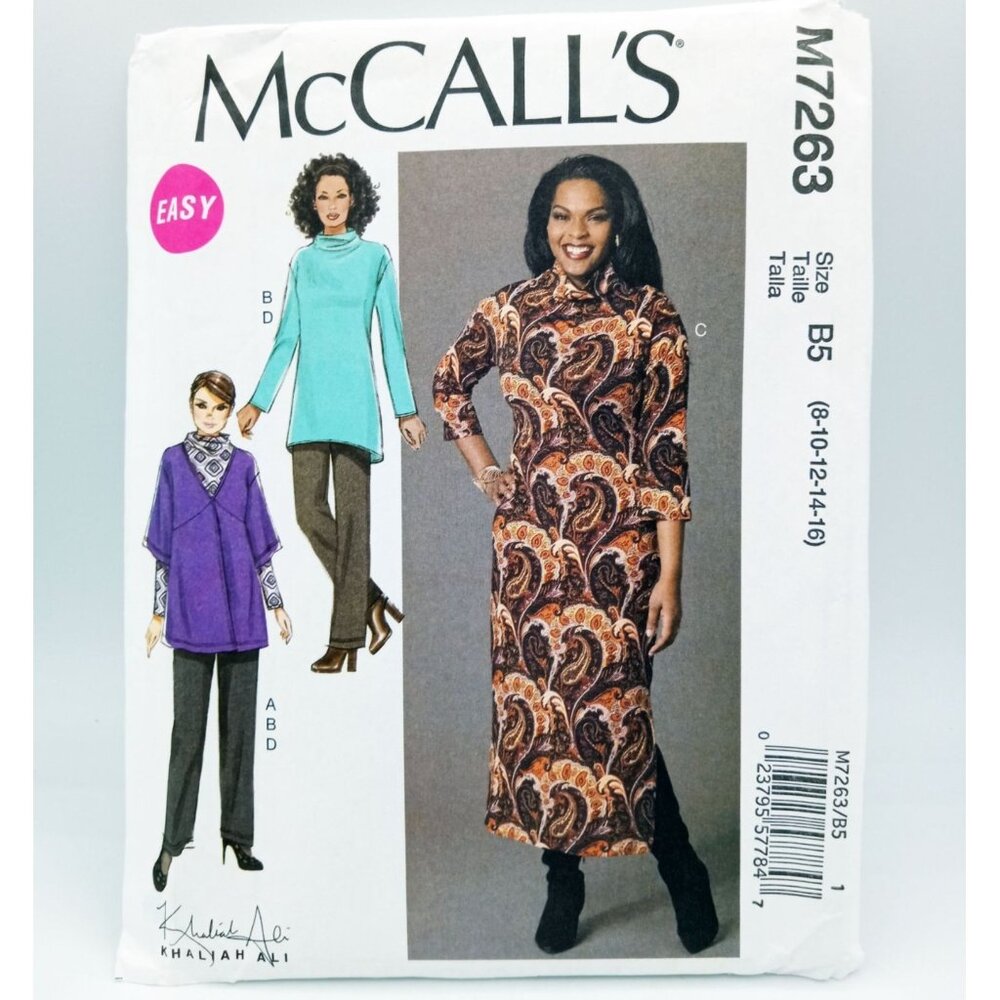 McCalls Pattern M7263 Sz B5 8-16 Misses Women Cardigan Tunic Dress Pants Uncut